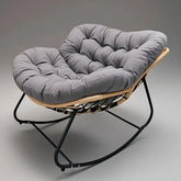 Fotoliu-balansoar cu cadru negru si perna gri Lazy Bloom Haro